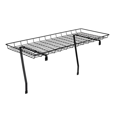 Over the washer shelf in matte black wire with two downward-extending mounting brackets