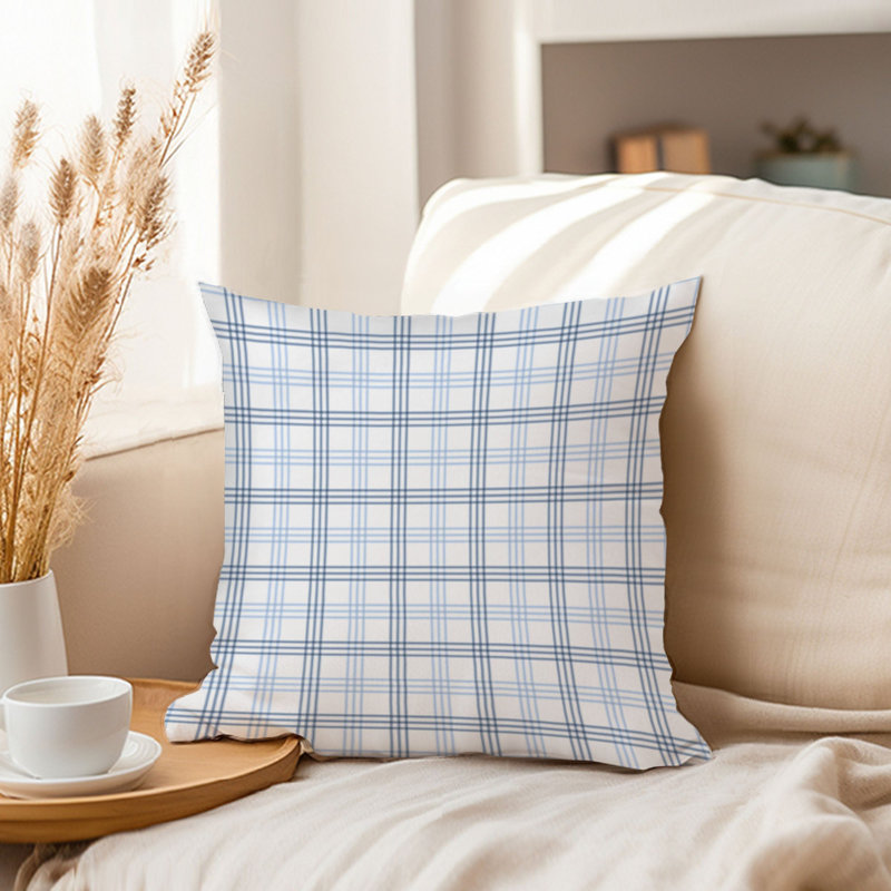 Blue Plaid II Modern, 18"H x 18"W