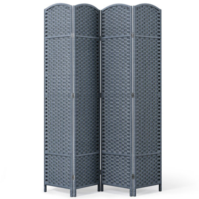  4 Panel All-Weather Room Divider Privacy Screen, Durable Folding Partition with Sturdy Pine Frame & Premium UV-Resistant Polypropylene Slate Gray, Waterproof Windproof Indoor Outdoor Use