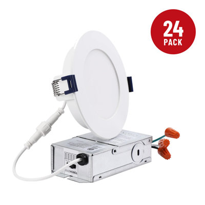 Luminaire encastré à DEL 4 po 5 CCT avec boîte de jonction, plafonnier encastré à DEL ultramince sans boîtier et à intensité variable, IRC 90, homologué ETL