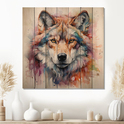 Popart Art Wolf Portrait I - Fashion Bitcoin sur impression sur bois