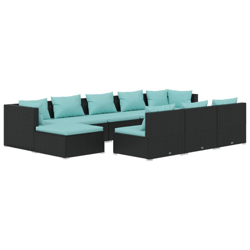 Ensemble de conversation modulaire 10 pièces, Bleu eau, Noir