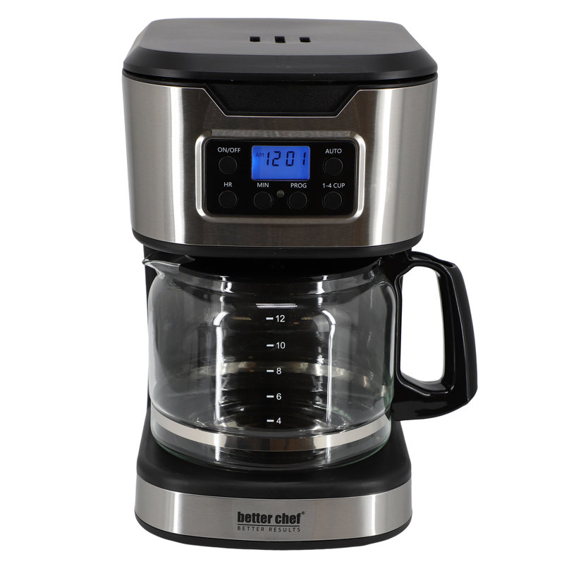 Better Chef 12-Cup Programmable Coffee Maker in Black with Stainless Steel Accents