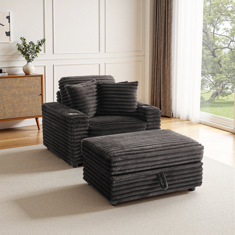 Ermia 96Cm Wide Armchair, Chocolate Faux Fur