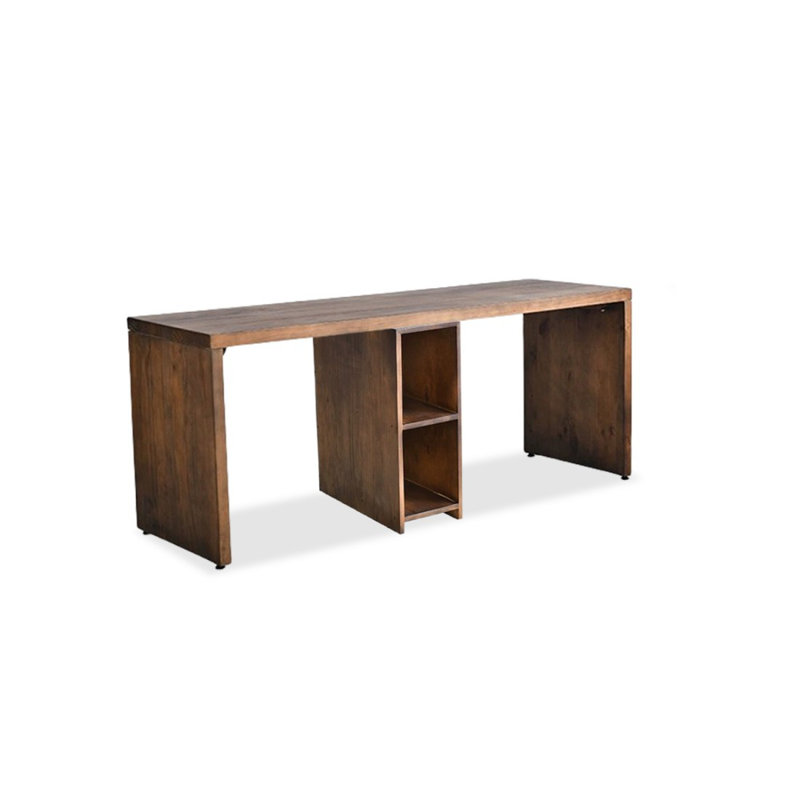 Dark-brown Rectangular Solid Wood desk, 29.53" H x 62.99" W x 23.62" D