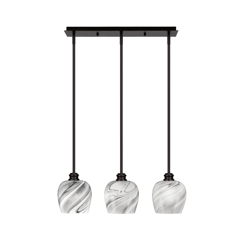 Edge 3 Light Linear Pendalier With 6" Glass, Espresso