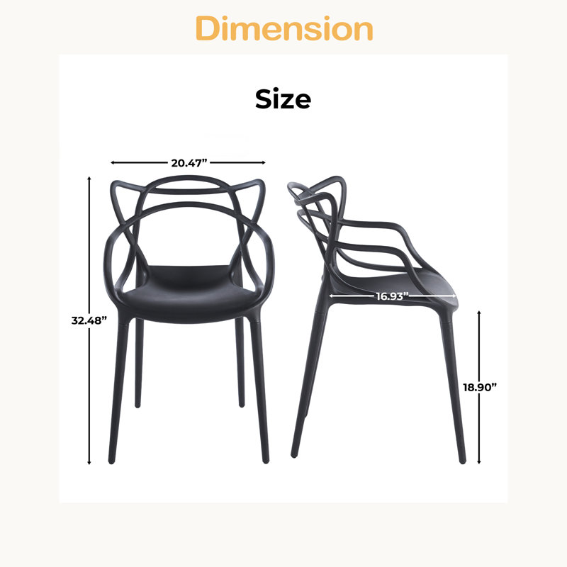 Chaise en plastique 4 pièces, Noir