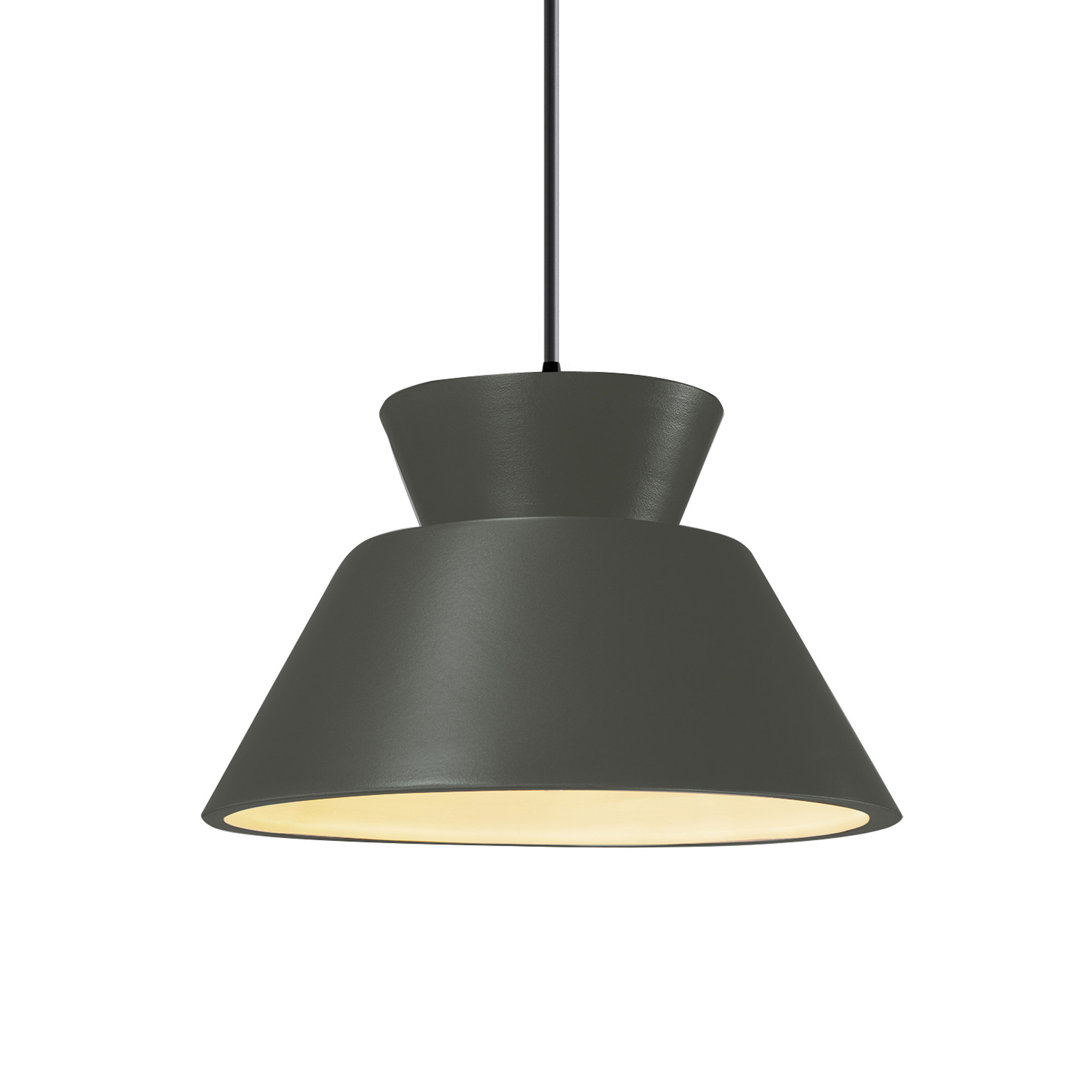 Logan 1 - Light Single Geometric LED Pendant, Pewter Green, Matte Black, Incandescent