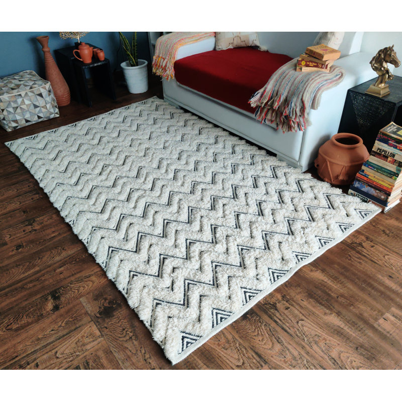 Tapis marocain en laine tissé à la main Emhouse, Rectangle 8 pi x 10 pi