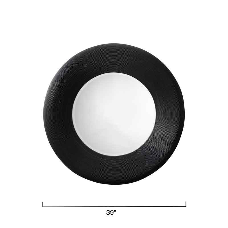 Paddock Round Bamboo / Rattan Mirror, Black
