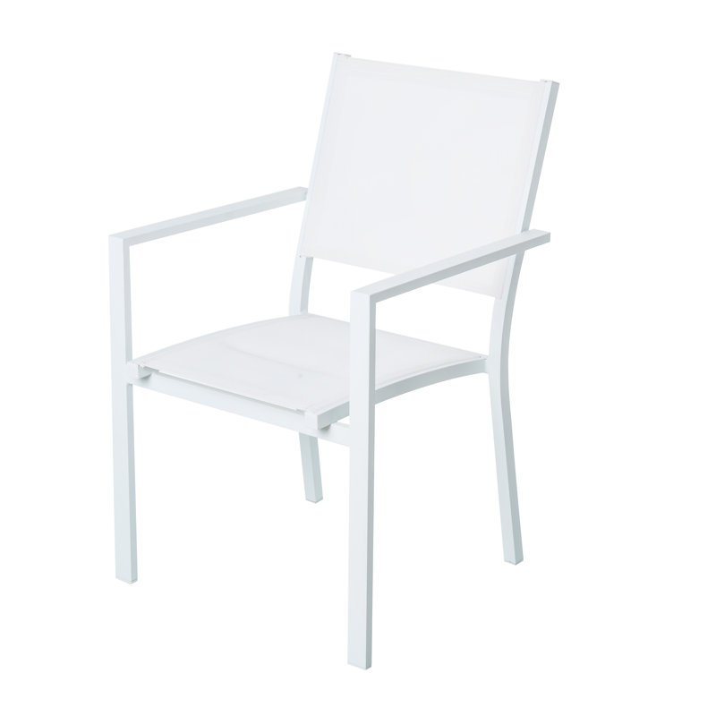 Zuckerman Stacking Patio Dining Armchair with Cushion, White