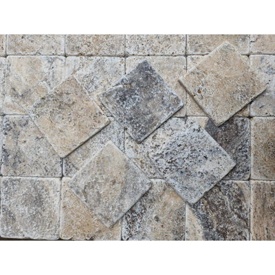 Tumbled 6" x 6" Travertine Stone Look Subway Wall & Floor Tile