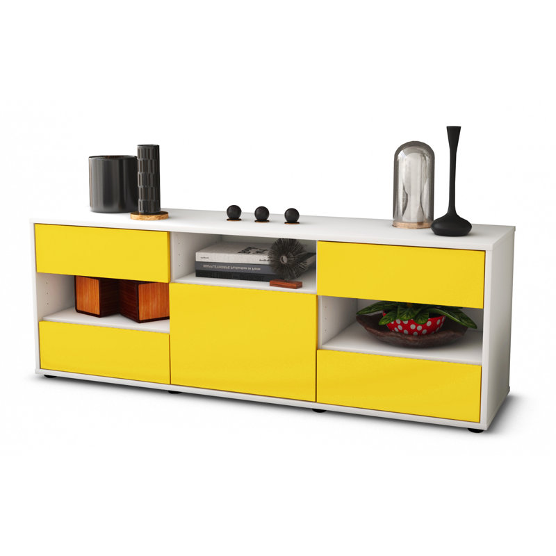 Yarger TV Stand, Yellow / Matte White