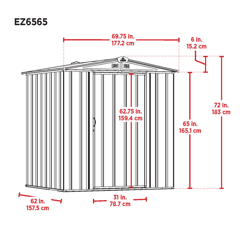 Charcoal and Cream 6' x 5' Steel Storage Shed