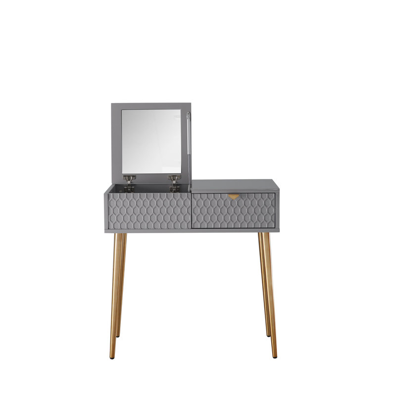 Ensemble coiffeuse avec miroir Tristin Nordic, Gris