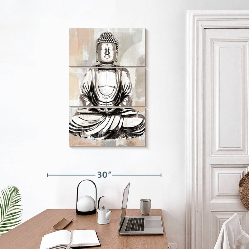 Bouddha Adella argenté, H 32 po x l 20 po