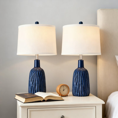 Ceramic Table Lamp Set Of 2 With 3 Adjustable Color Temperatures, 22.5 Inch Modern Nightstand Lights For Bedroom Living Room Office Desk, Includes 2 Led Bulbs