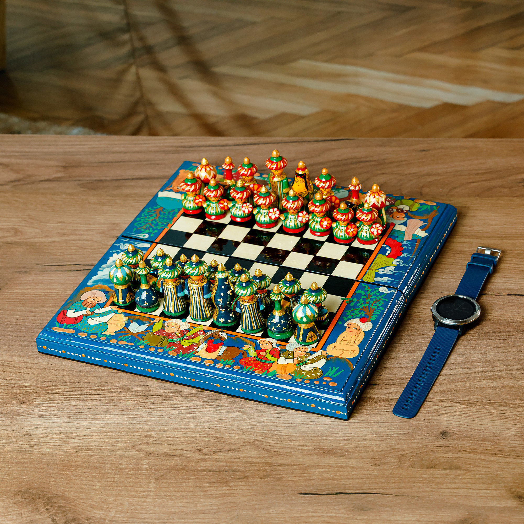 Olive Wood Chess Set- Small Sized Chess Board at BeldiNest