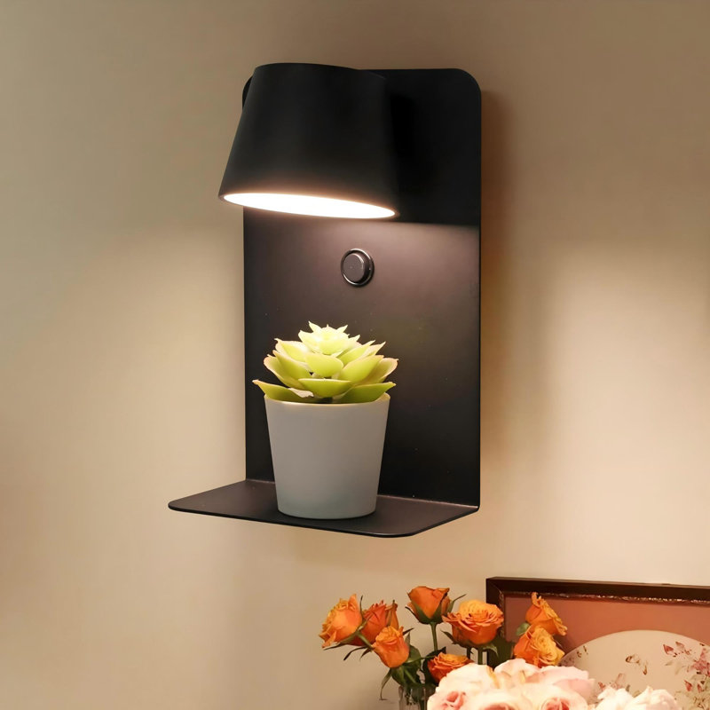 Modern Led Plug In Wall Sconce, Dimmable Wall Light Fixtures With Shelf And Usb Port, 6w,600lm, Rotatable Small Reading Wall Lamp For Bedroom