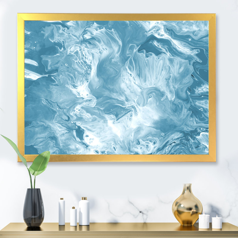Nuage d'art clair bleu clair - peinture sur toile, H 24 po x l 32 po, Toile à cadre d'angle fermé doré