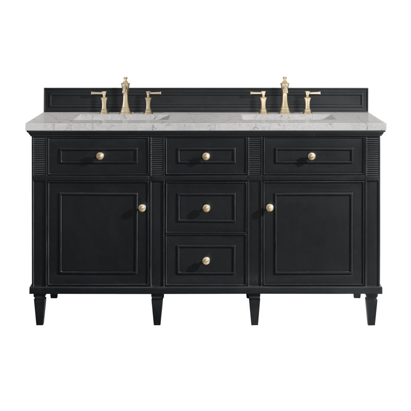 Lorelai 60'' W Double Vanity, Eternal Jasmine Pearl, Black Onyx