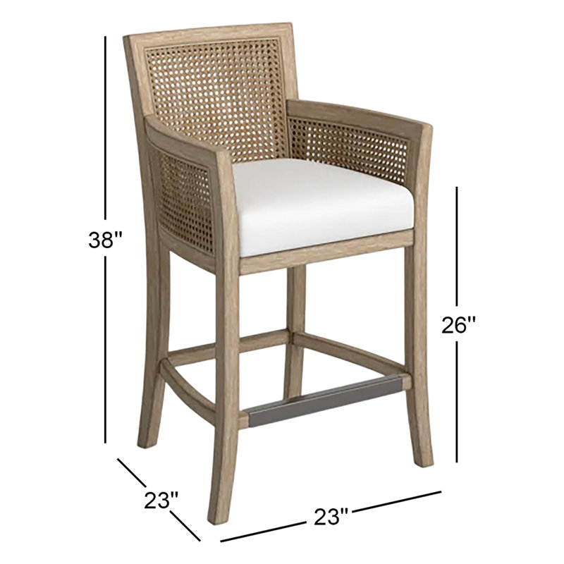 Farlane Counter Bar Stool, Off-White/Natural