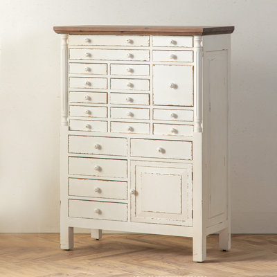 Retro White Solid Wood Accent Cabinet by Jijieru