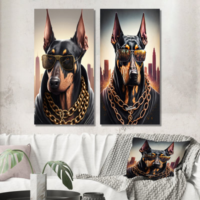 «Doberman Gangster in NYC» - ensemble de 2 reproductions