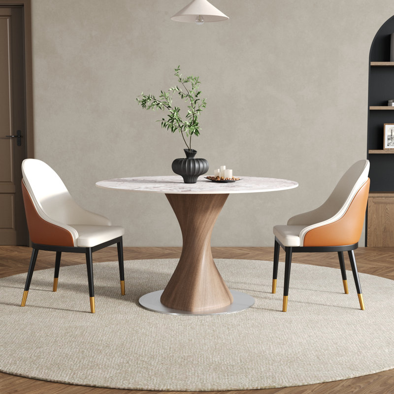 Table de salle à manger stable pour 4/6/8, 29.53"H x 43.31"L x 43.31"W, Colourful, Noyer foncé