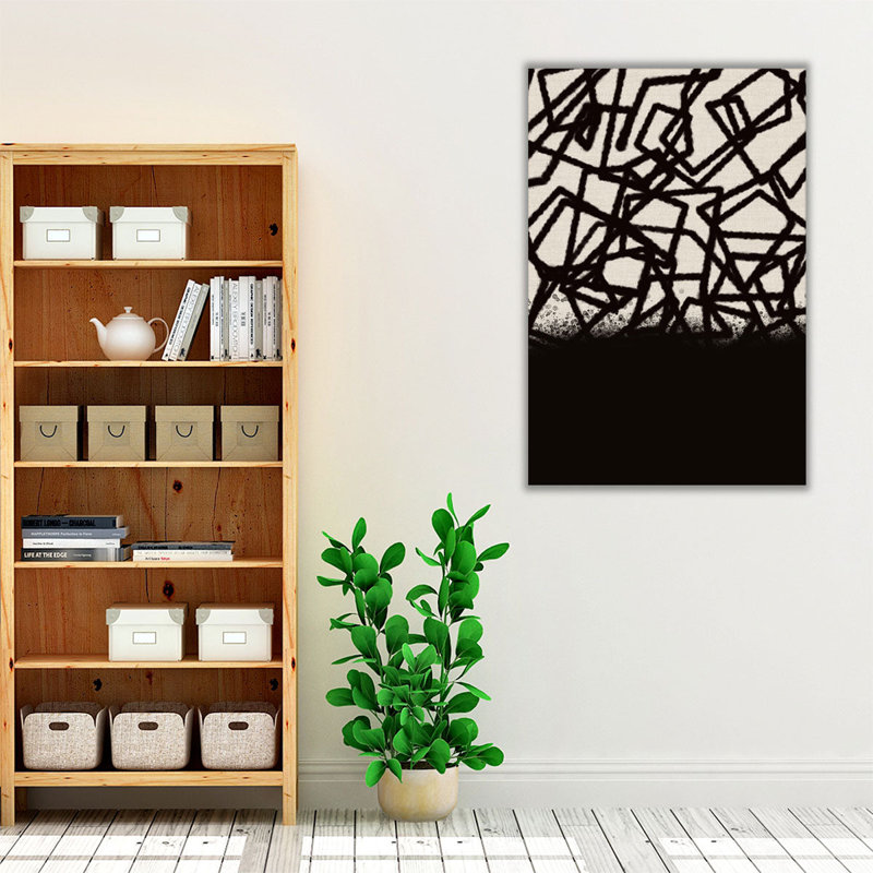 «Mod Abstract 4 Black and White», reproduction d'art sur toile, H 24 po x l 16 po