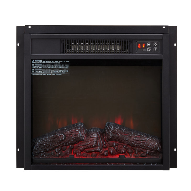Foyer électrique 18 po 1400 W 120 V, flammes réalistes, verre trempé noir, 3 intensités de flamme, foyer de décoration intérieure, télécommande, unité de chauffage écoénergétique