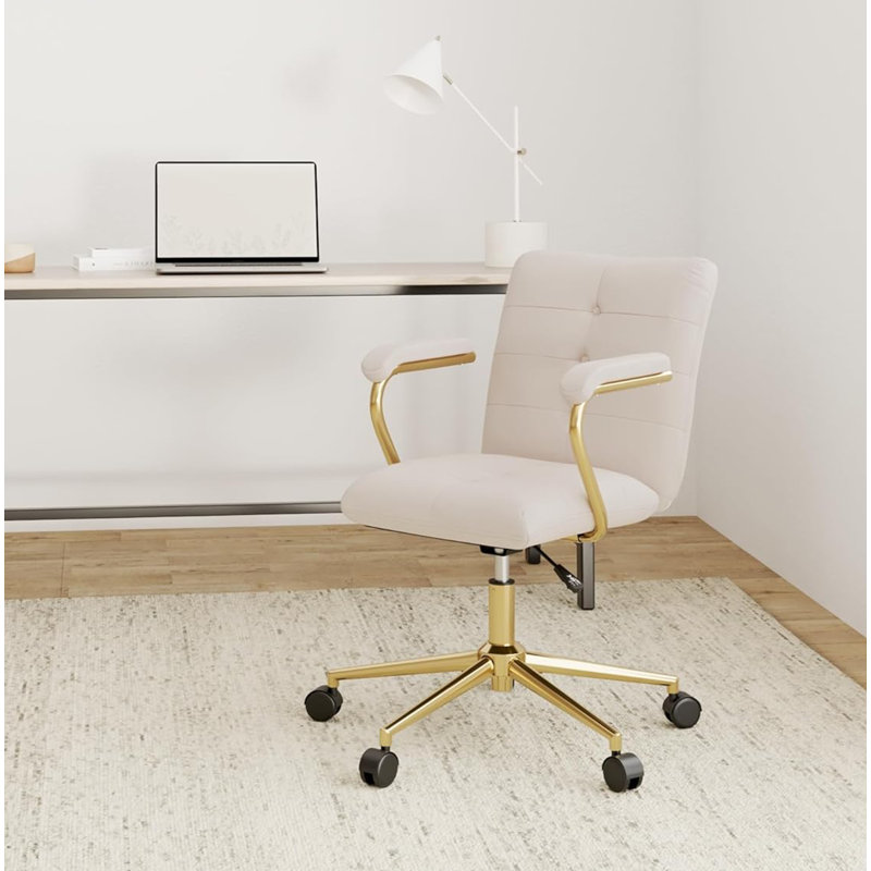 Fauteuil de bureau Kundra, Rose, Doré