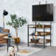 Bureau 3 niveaux Ammann avec rangement ouvert, console de télévision avec étagères pour le salon, salle de divertissement