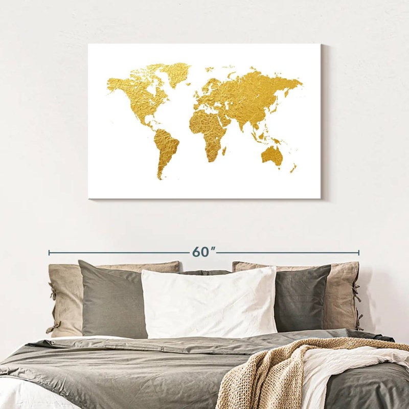 Aliaz World Map Gold Foil I, 30" H x 45" W