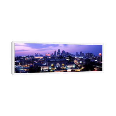 Union Station At Sunset With City Skyline In BackgroundKansas City, Missouri, USA by Panoramic Images - Floater Frame Panoramic Gallery-Wrapped Canvas Giclée on Canvas