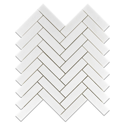 Carreau de mosaïque en pierre naturelle à chevrons 1 po x 4 po Thassos Premium
