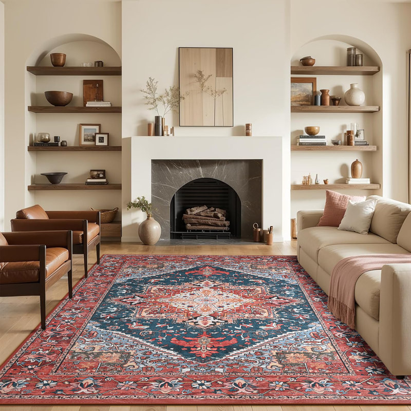 Fillender Washable Soft Vintage Rug Fashion Floral Rug For Living Room Dorm Decor, Rectangle 5' x 8'