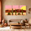 Cactus désert, Cactus coucher de soleil, paysage, ensemble de 3 reproductions d'art sur toile-497434177