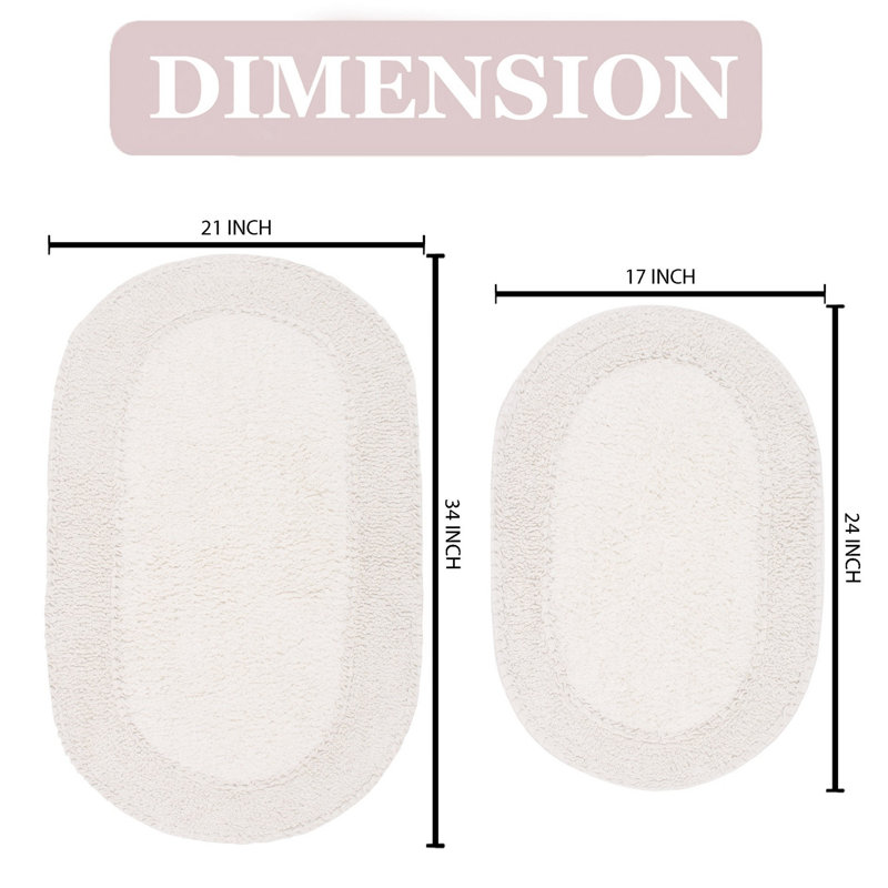 Ensemble de tapis pour salle de bain 100% coton Double Ruffle Collection (ensemble de 2), Ivoire
