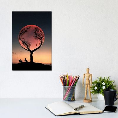 Rabbit And Full Moon by Abdullah Evindar - Wrapped Canvas Gallery-Wrapped Canvas Giclée