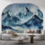 Murale abstrait montagne alpine bleue-123038762