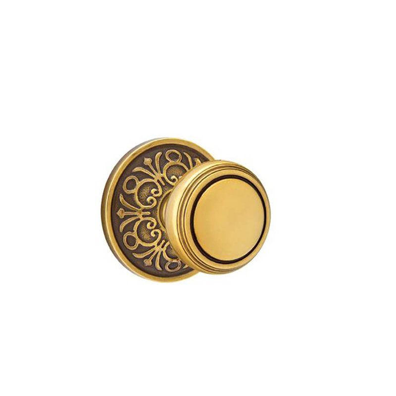 Ensemble de boutons de passage Emtek avec rosette Lancaster et bouton Norwich, Laiton antique français