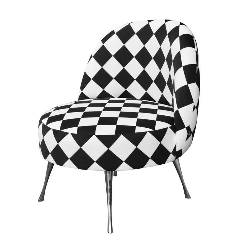 Artdeko Upholstered Accent Chair, White/Black