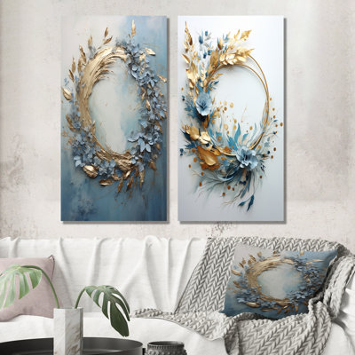 «Bold And Blue Wreath Simplicity», ensemble de 2 décorations murales avec couronne