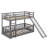 Twin Over Twin Low Bunk Bed With Ladder And Slide, Solid Wood Bunk Bed Can Be Converted Into Loft Bed-579534181