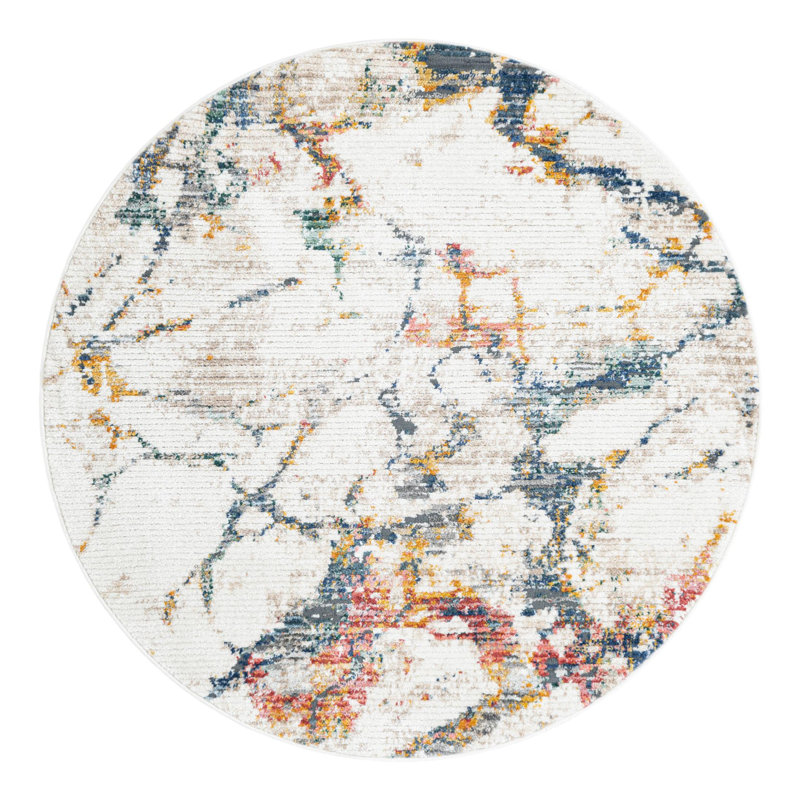 Caparro Abstract Indoor Rug, Round 5'3"