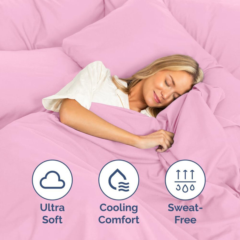 Premium Cooling, Soft & Wrinkle Free Sheet Set - Ultra Soft & Premium Hotel Luxury Bed Sheet Set, Light Pink