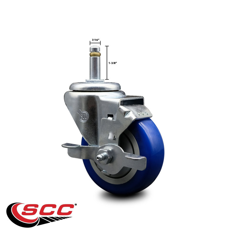 Swivel Grip Ring Stem Caster, Blue