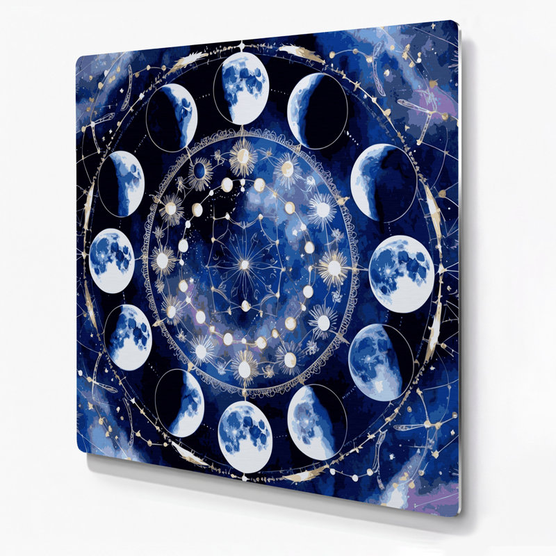 Art mural en métal bleu Space Space Phases, H 12 po x l 12 po