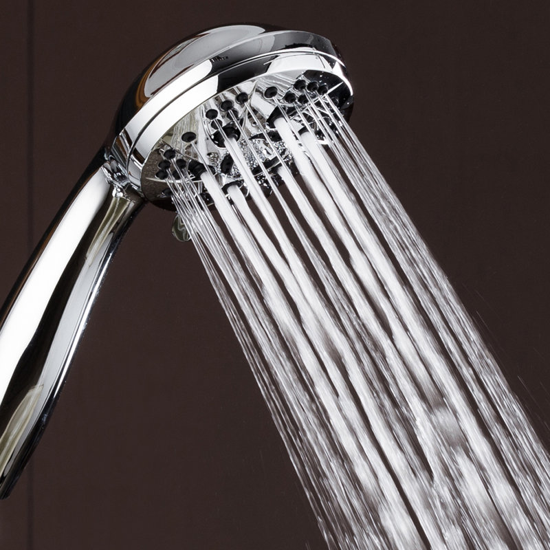 Chrome 6-Setting Handheld Shower Head with Hose